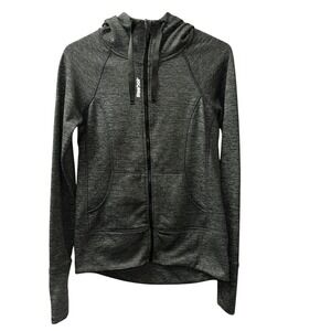 Reebok Gray Zip Up‎ Fleece Lines Hoodie XS